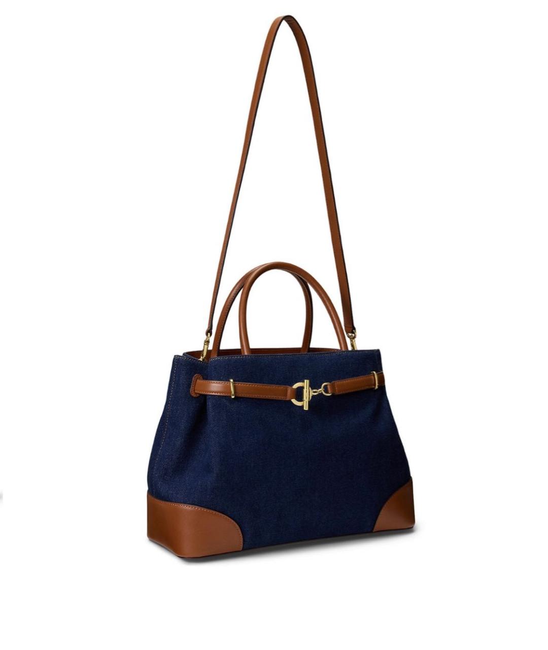 RALPH LAUREN Темно-синяя деним сумка с короткими ручками, фото 2