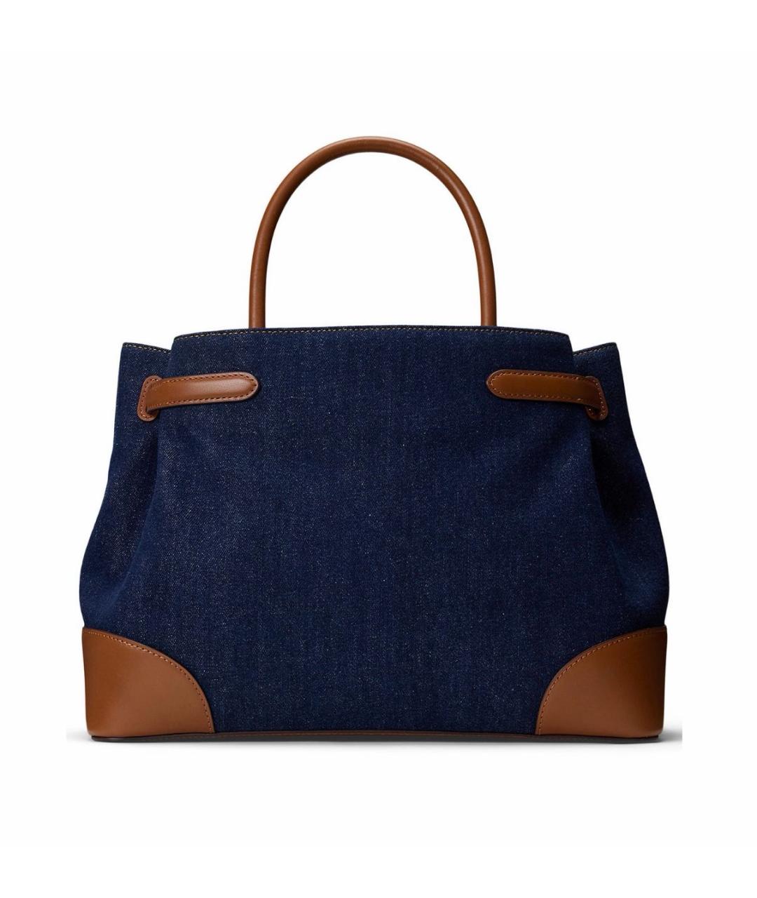 RALPH LAUREN Темно-синяя деним сумка с короткими ручками, фото 5