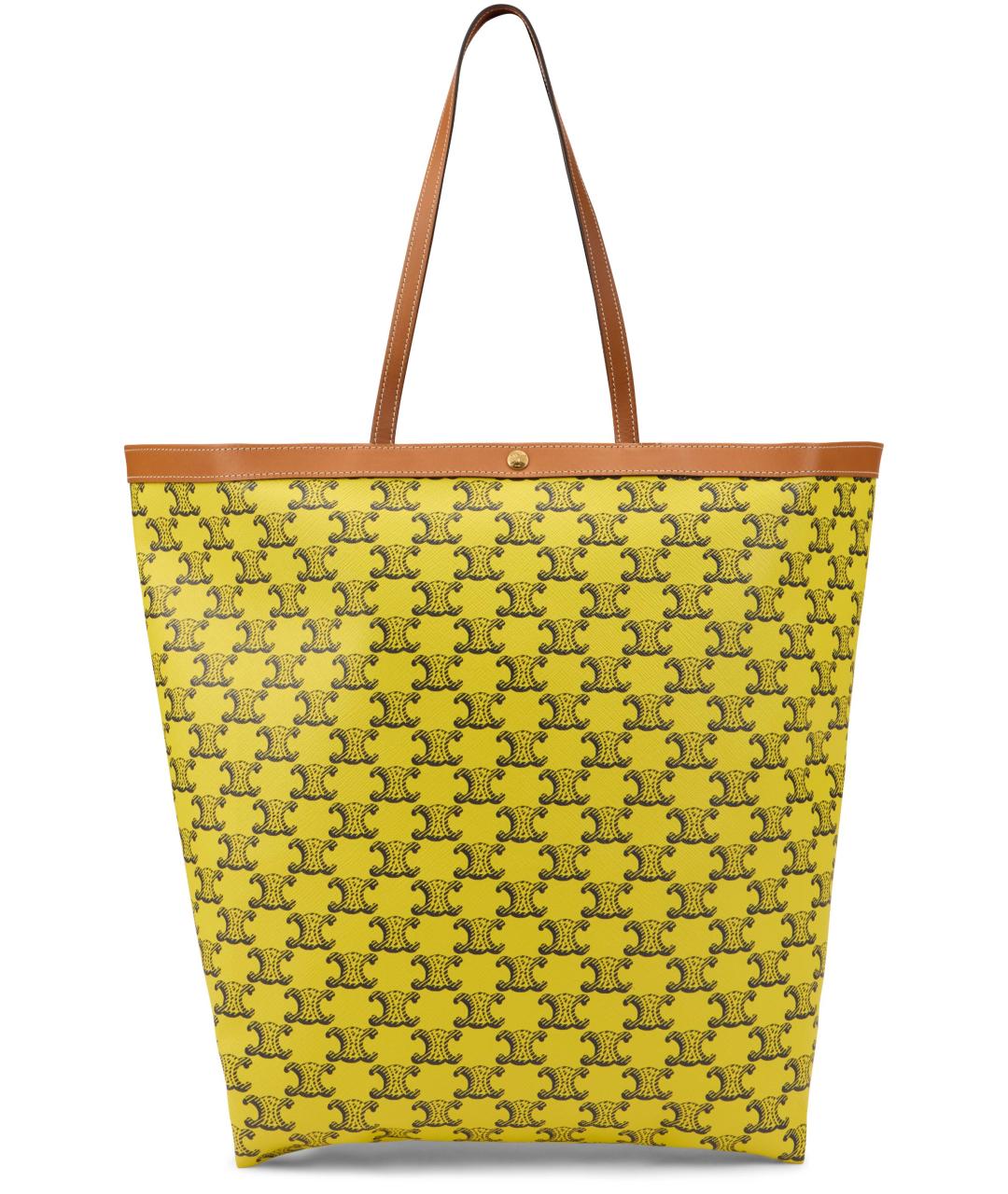 CELINE Желтая хлопковая сумка тоут, фото 3