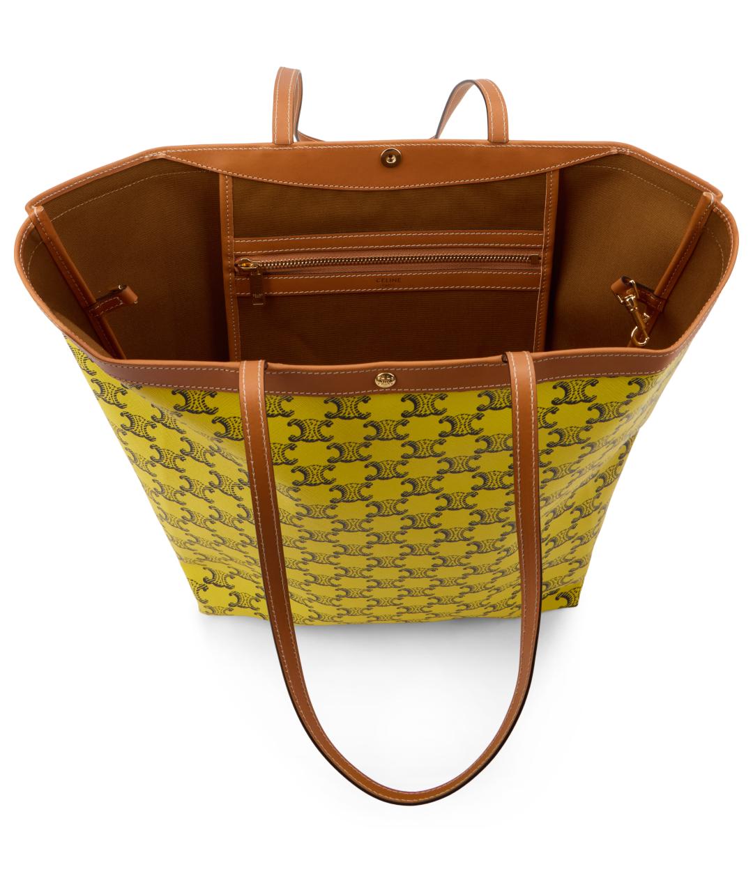 CELINE Желтая хлопковая сумка тоут, фото 4