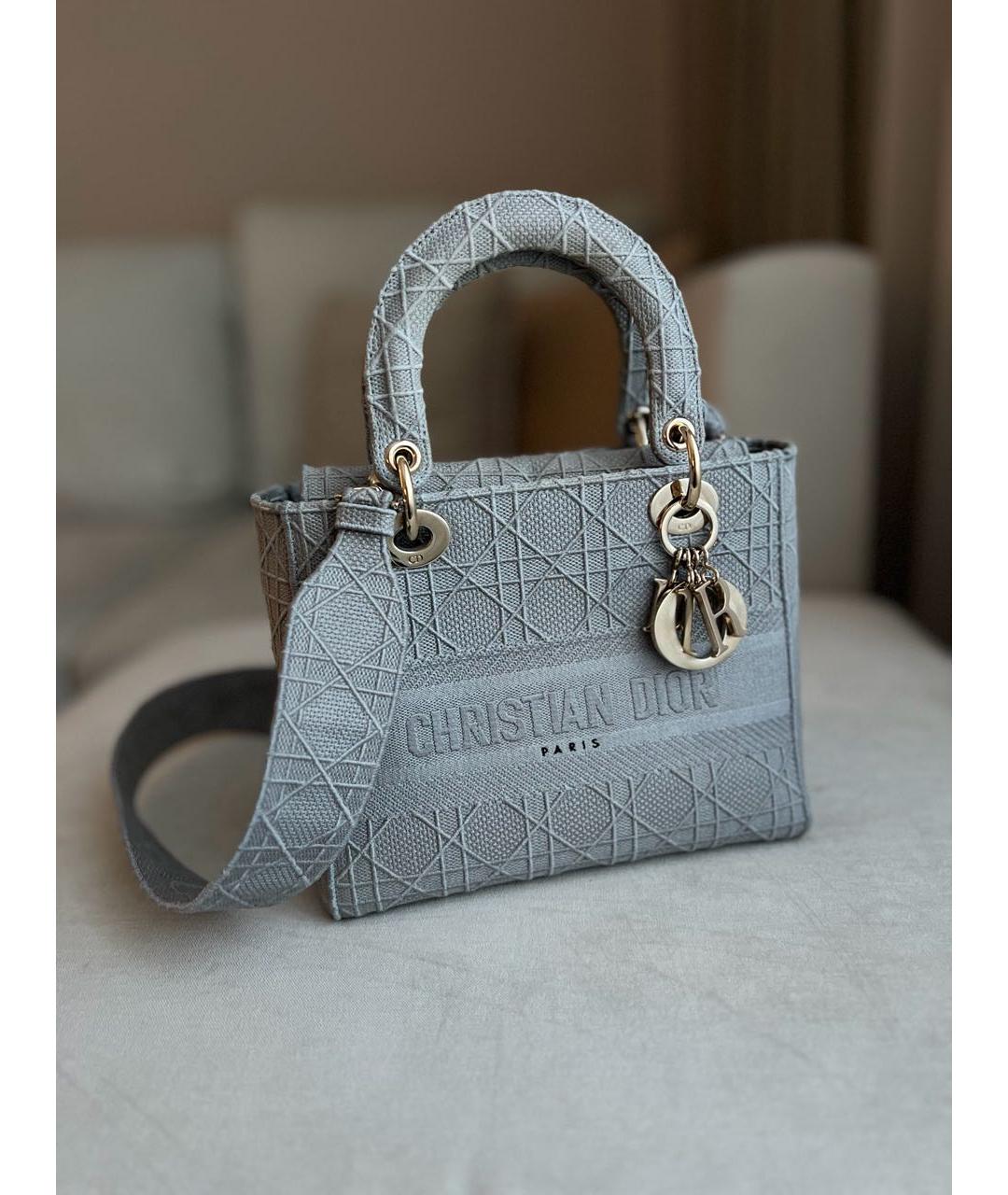 CHRISTIAN DIOR Голубая жаккардовая сумка с короткими ручками, фото 5