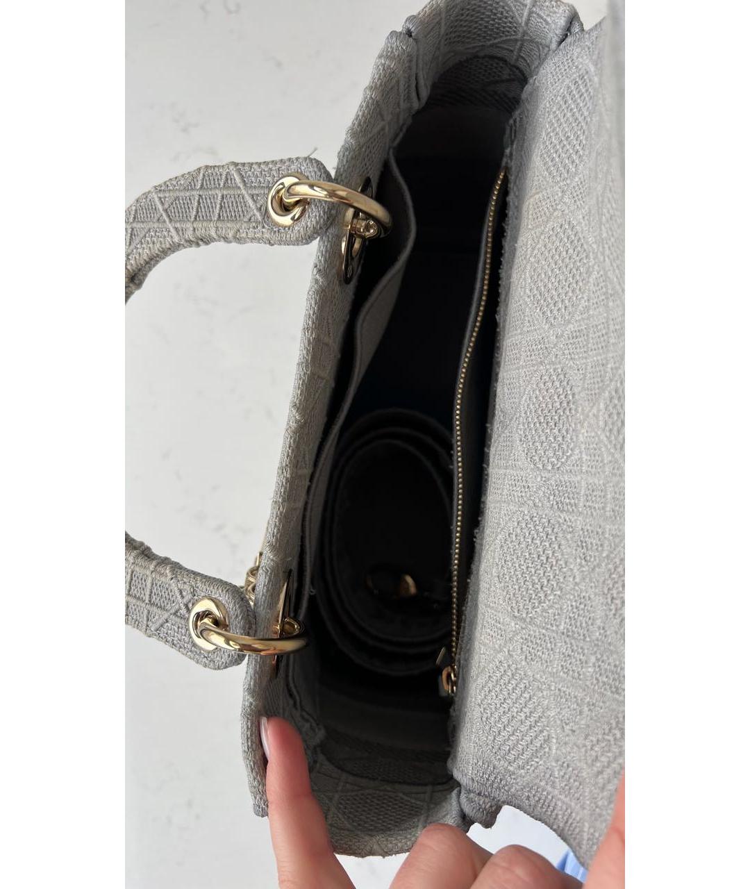 CHRISTIAN DIOR Голубая жаккардовая сумка с короткими ручками, фото 4