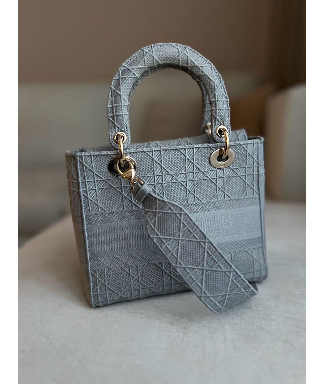 CHRISTIAN DIOR Голубая жаккардовая сумка с короткими ручками, фото 3