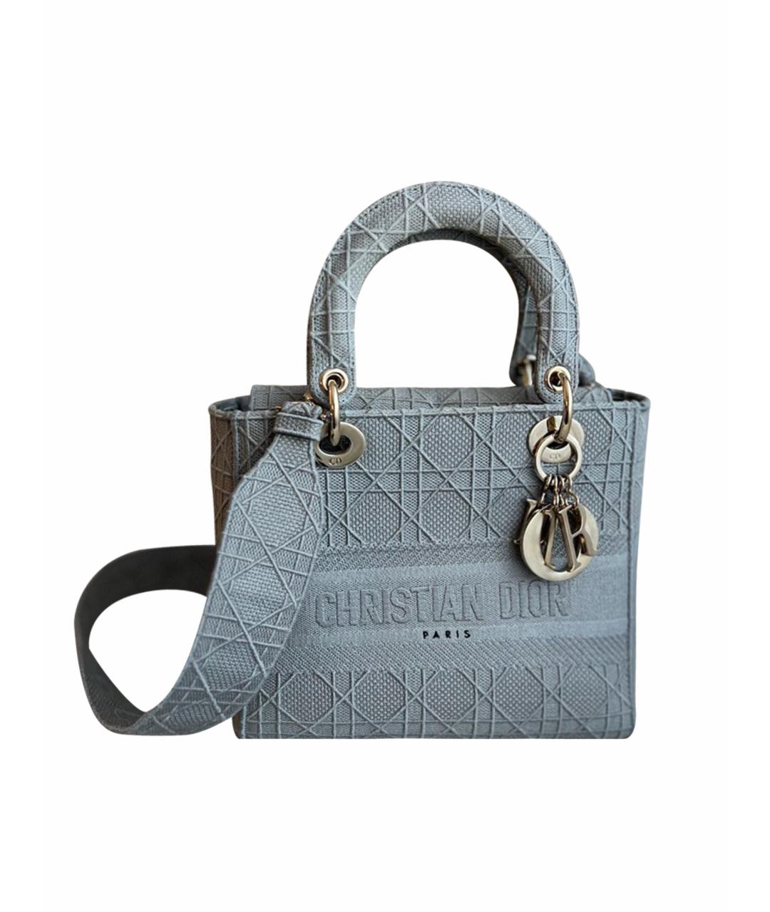 CHRISTIAN DIOR Голубая жаккардовая сумка с короткими ручками, фото 1
