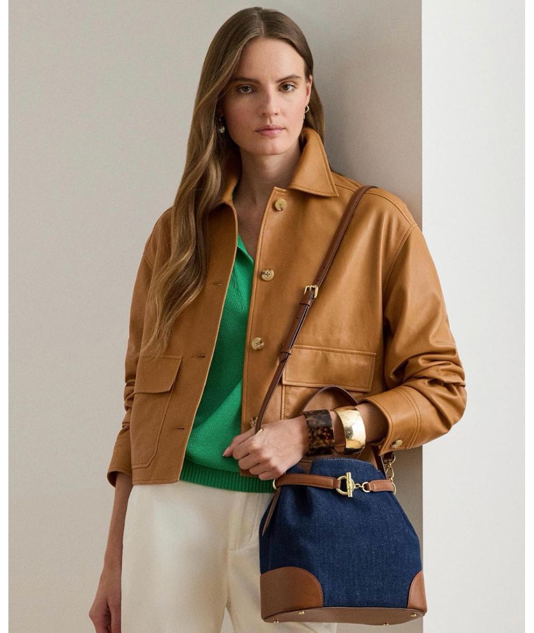 RALPH LAUREN Темно-синяя деним сумка через плечо, фото 7