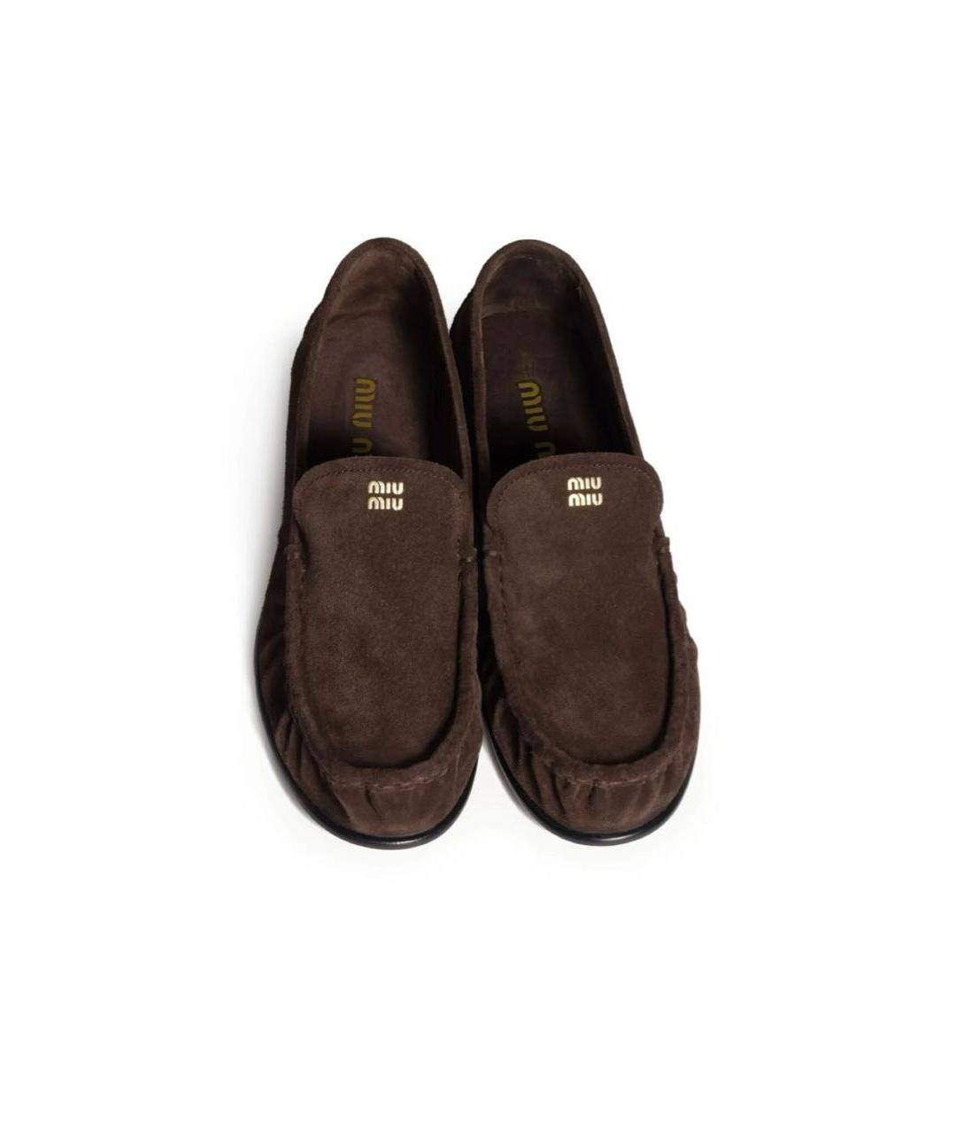 MIU MIU Коричневые замшевые лоферы, фото 2