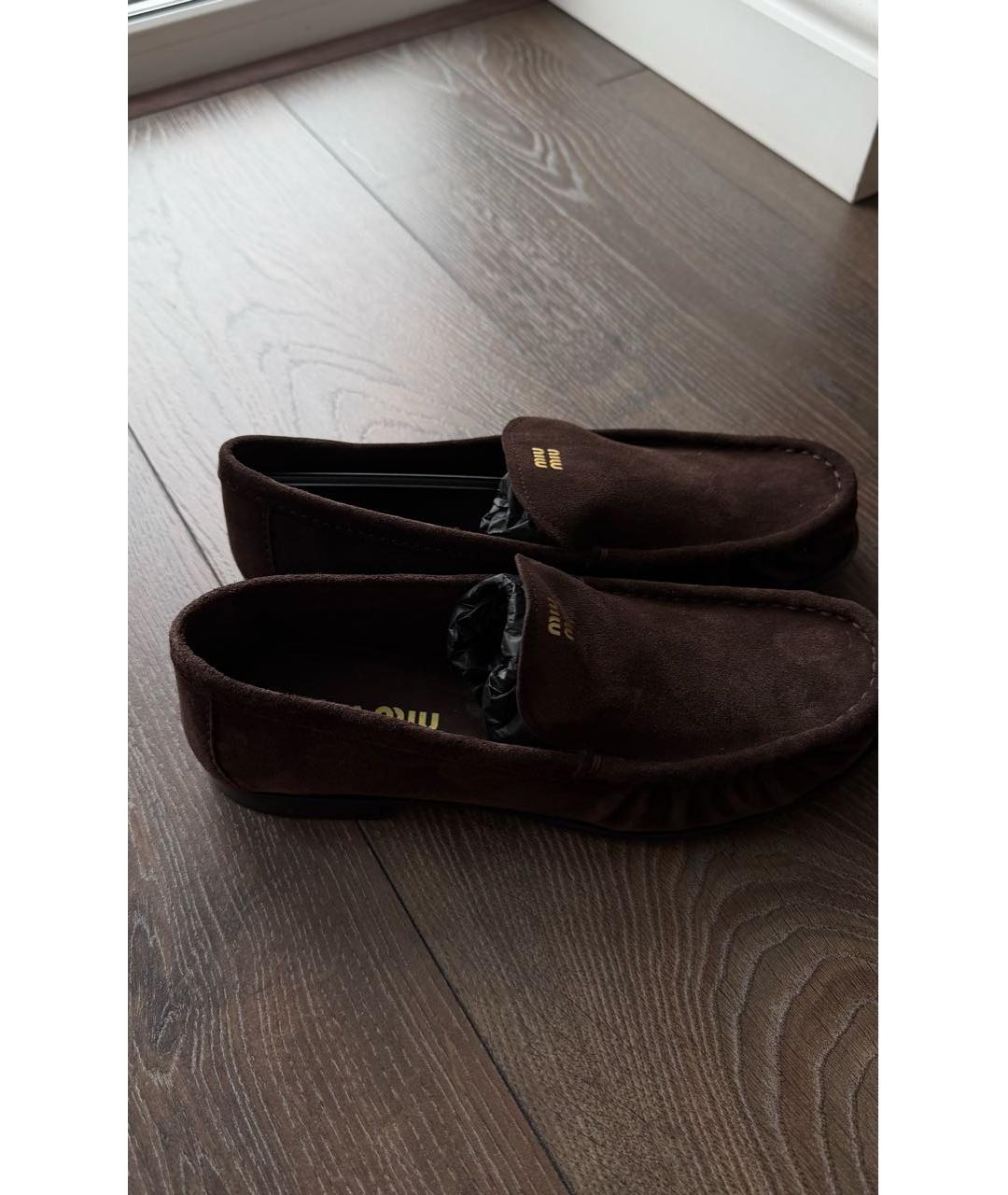MIU MIU Коричневые замшевые лоферы, фото 7
