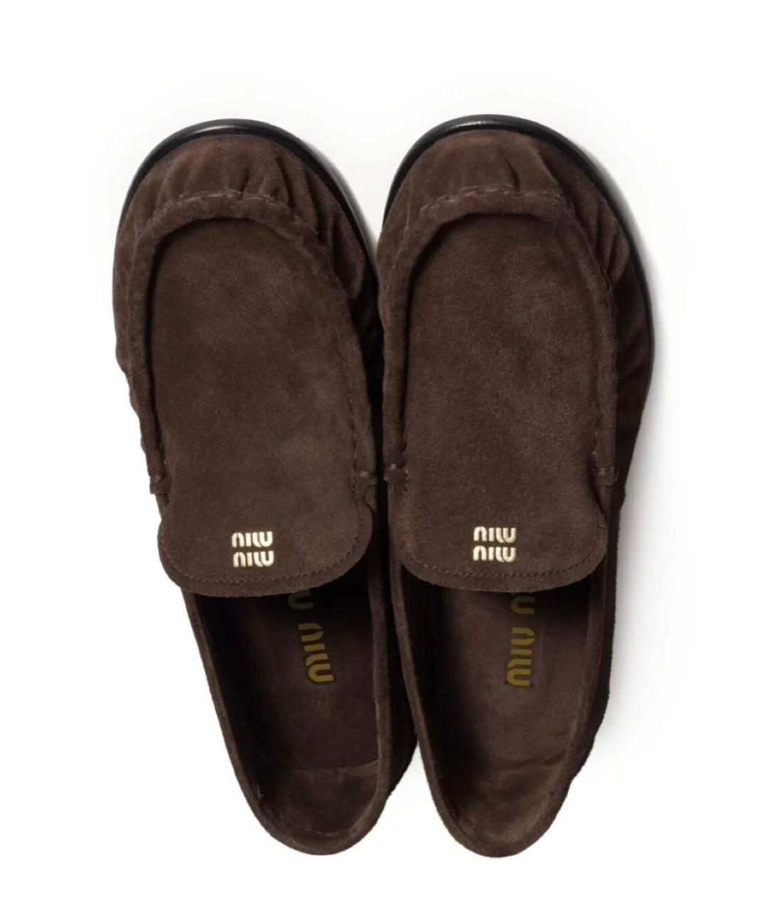 MIU MIU Коричневые замшевые лоферы, фото 3