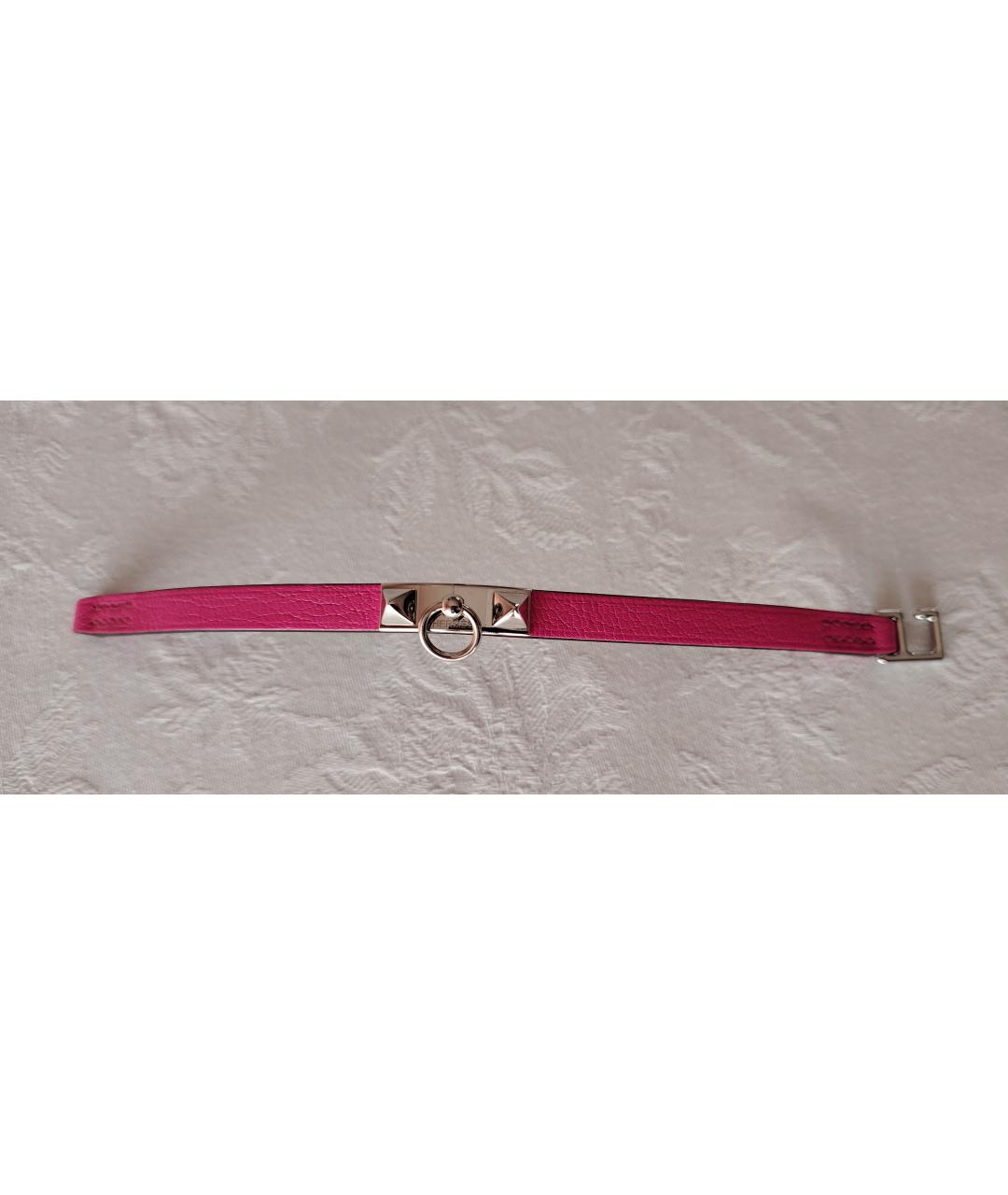 HERMES Розовый кожаный браслет, фото 2