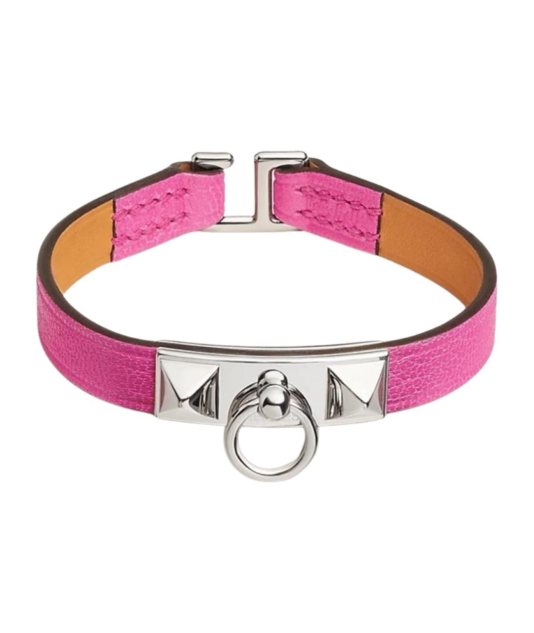 HERMES Розовый кожаный браслет, фото 1