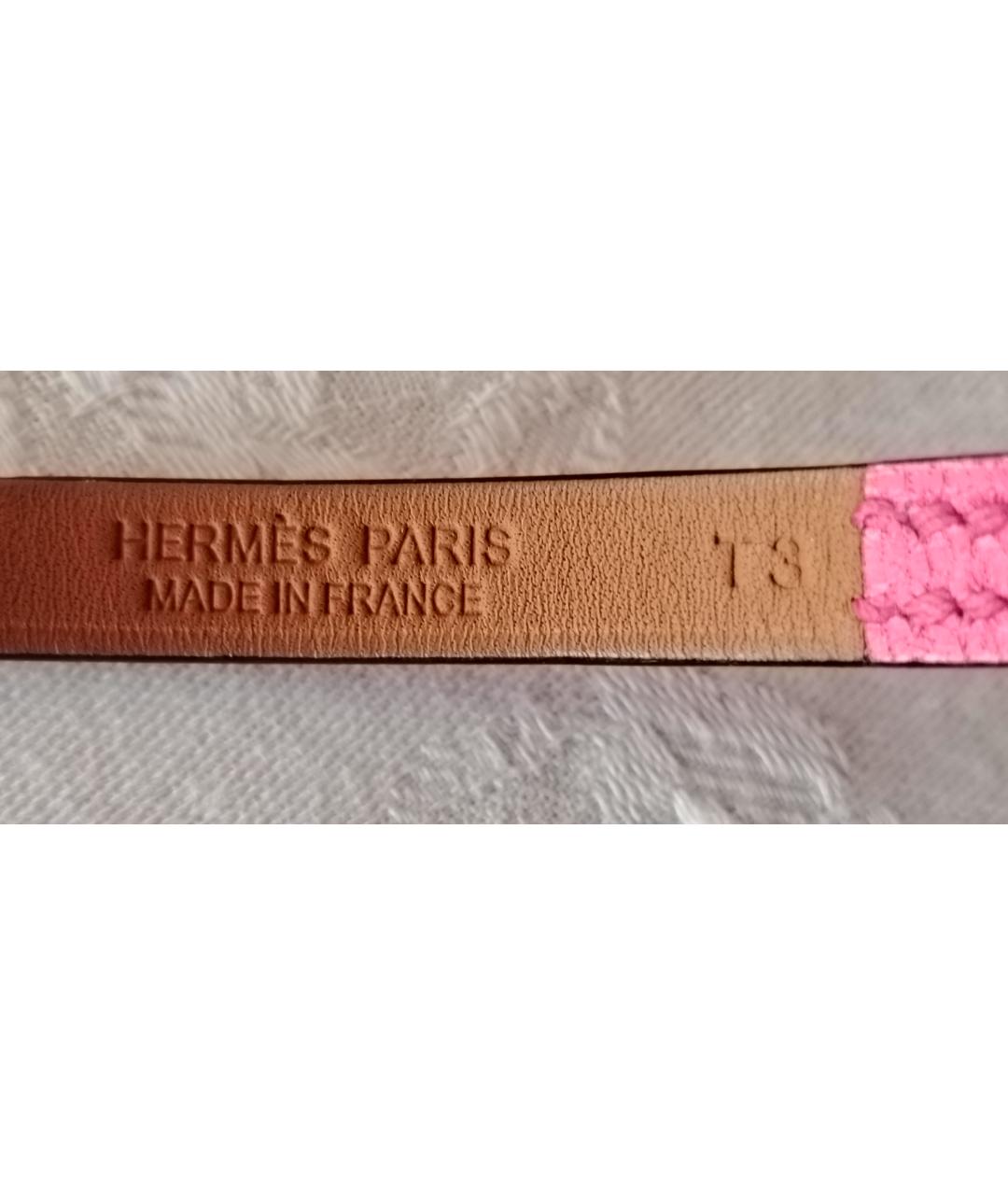 HERMES Розовый кожаный браслет, фото 3