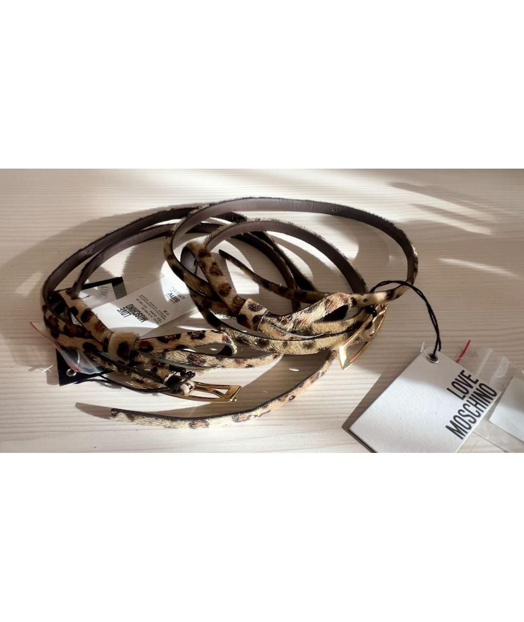 LOVE MOSCHINO Коричневый кожаный ремень, фото 5
