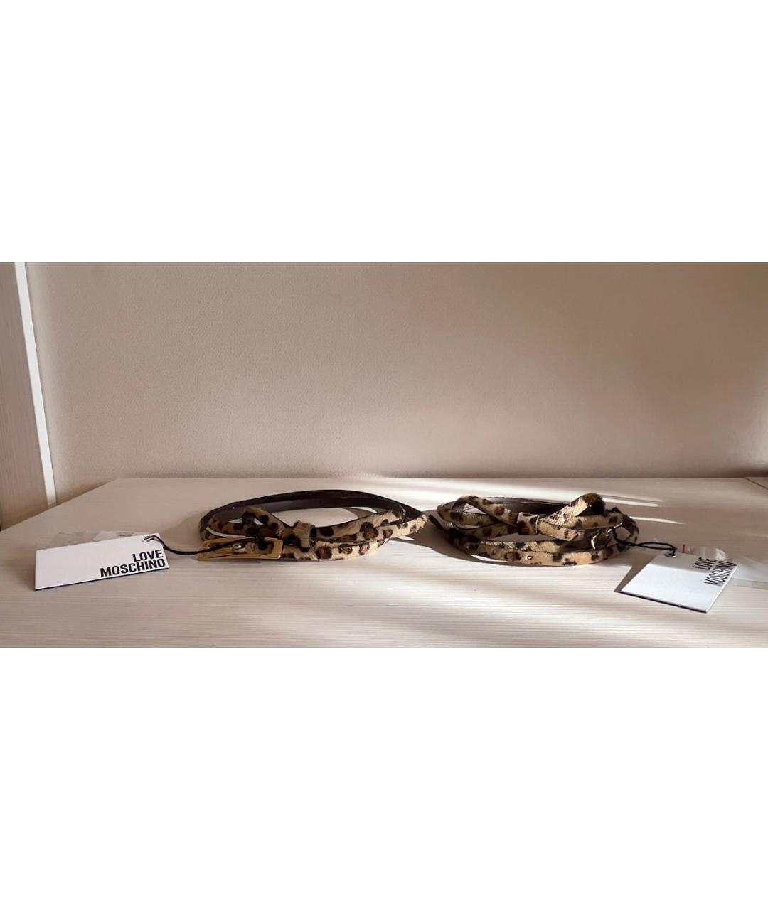 LOVE MOSCHINO Коричневый кожаный ремень, фото 9