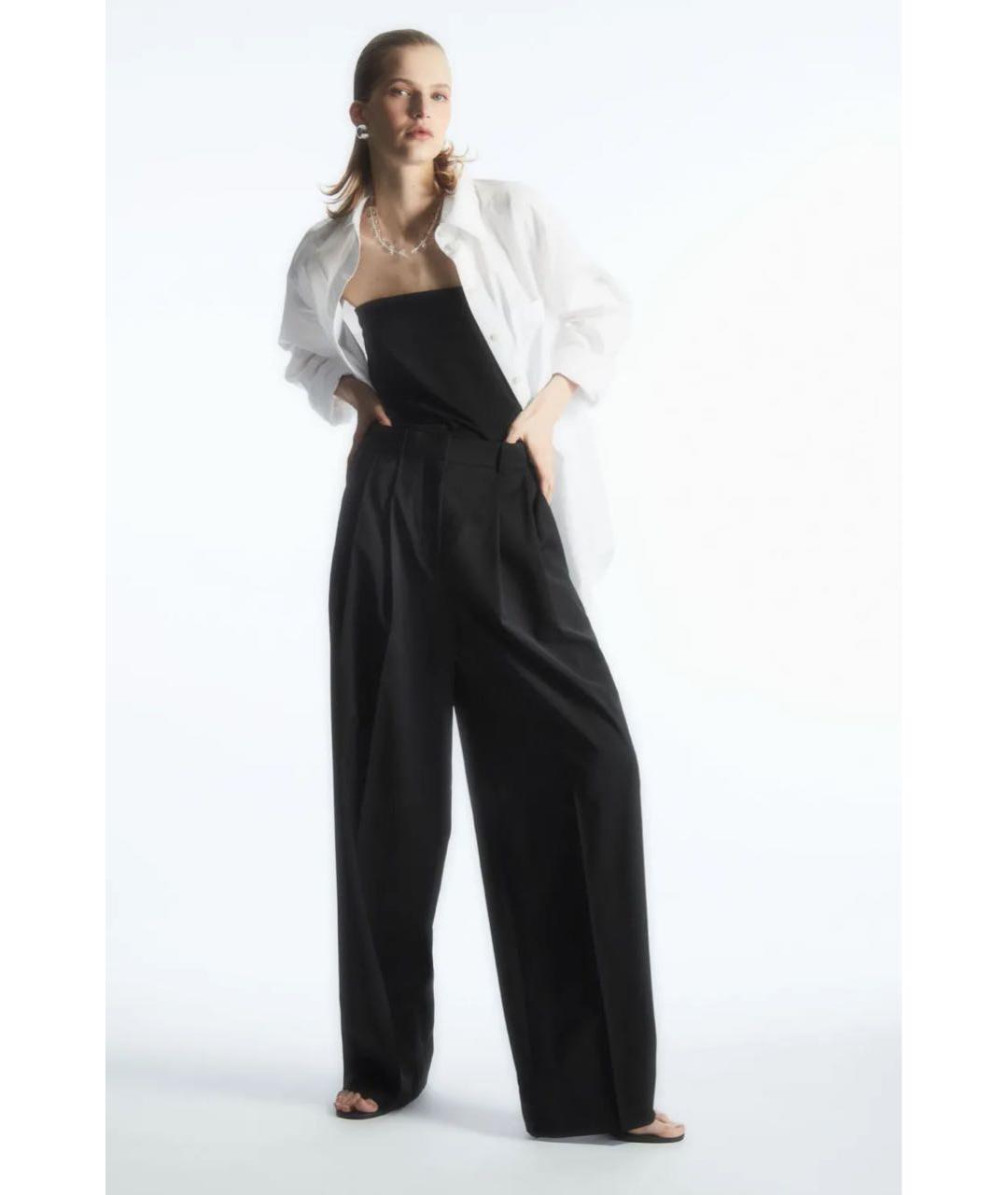 COS Черные хлопковые брюки широкие, фото 8