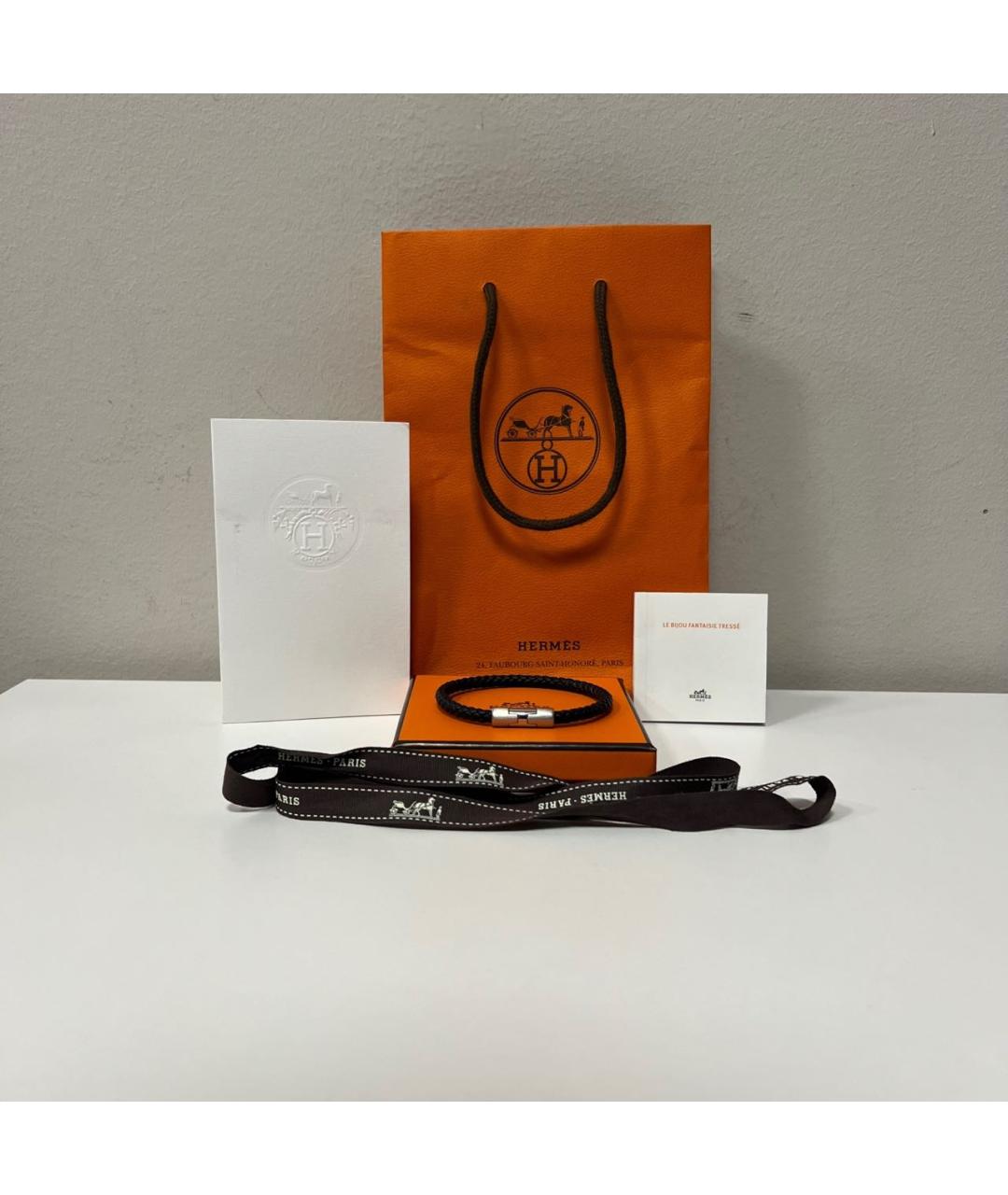 HERMES Черный браслет, фото 3