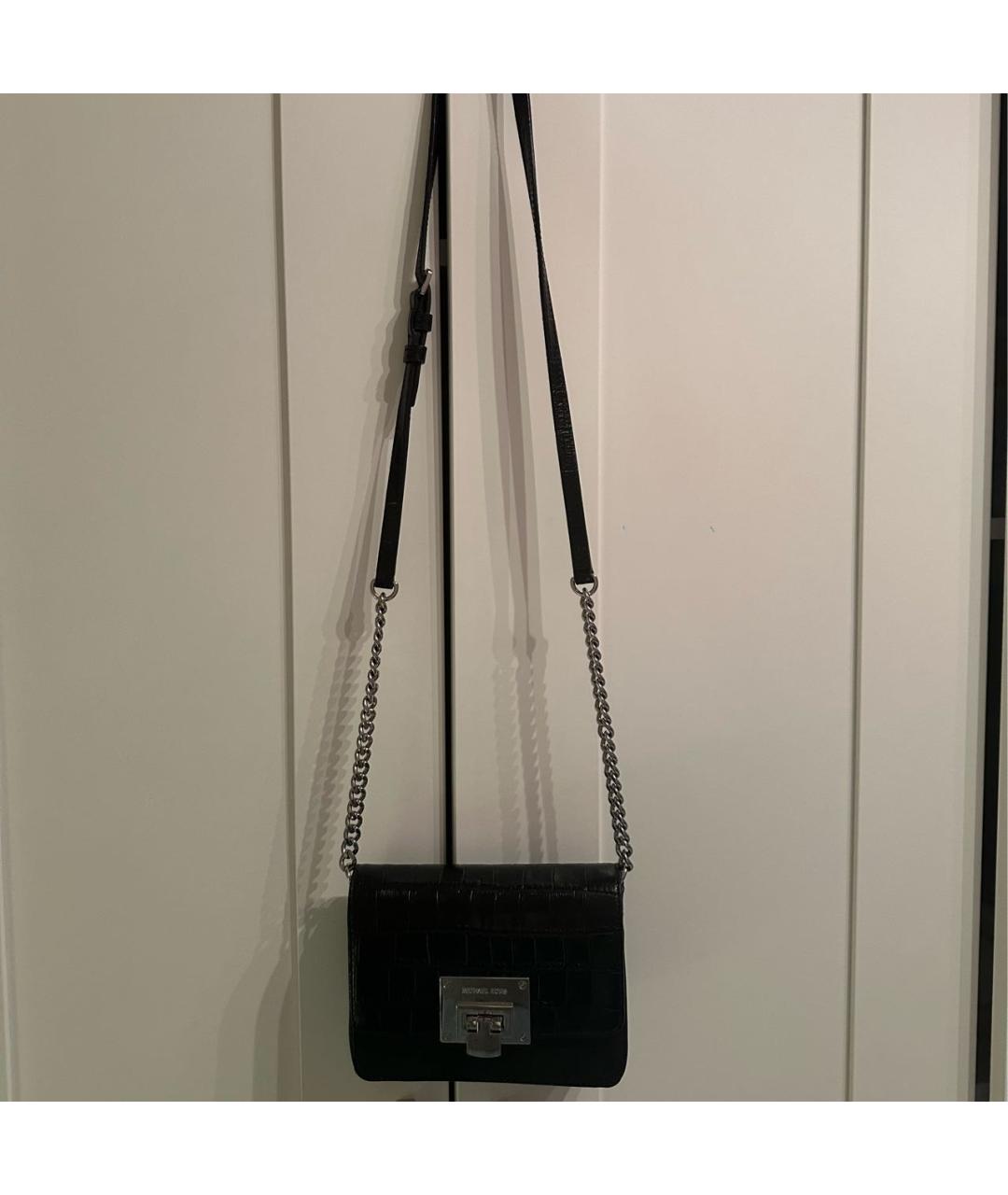 MICHAEL KORS Черная кожаная сумка через плечо, фото 3