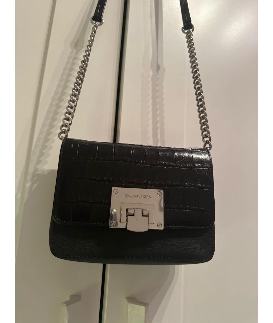 MICHAEL KORS Черная кожаная сумка через плечо, фото 2