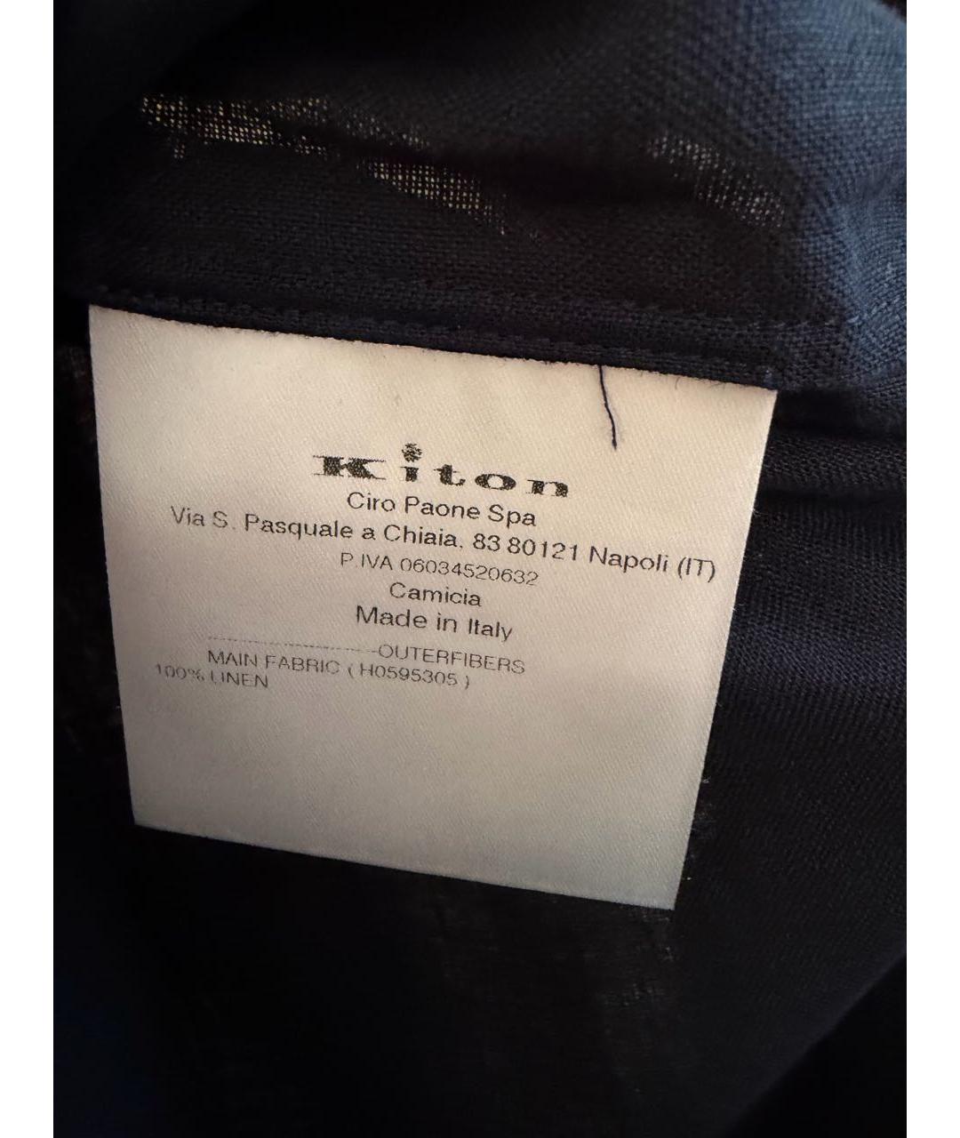 KITON Темно-синяя льняная блузы, фото 4