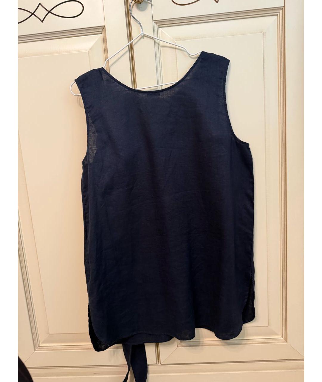 KITON Темно-синяя льняная блузы, фото 3