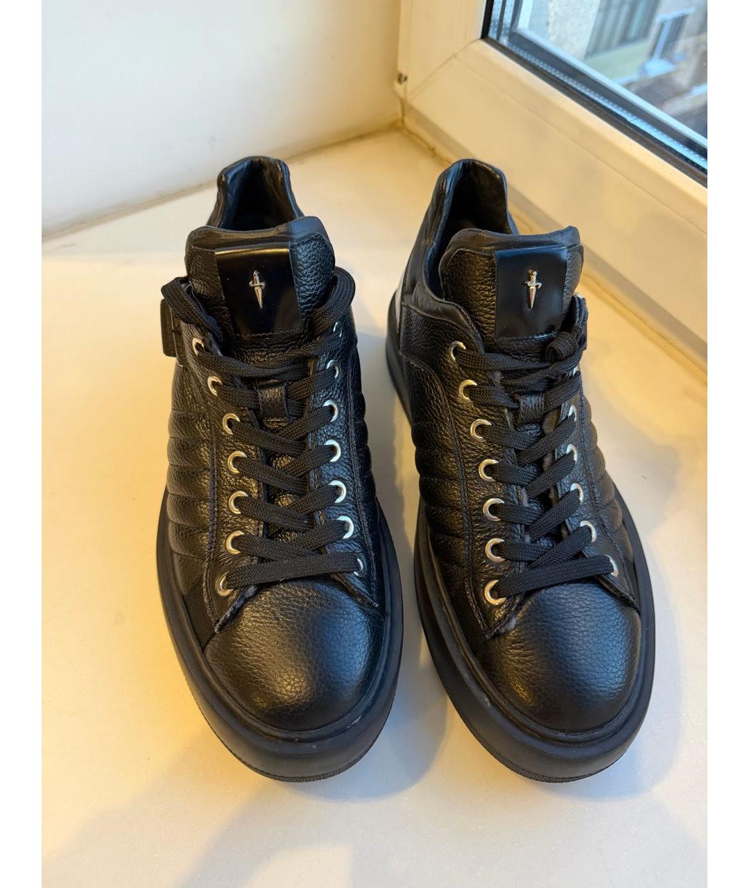 CESARE PACIOTTI Черные кожаные высокие кроссовки / кеды, фото 2