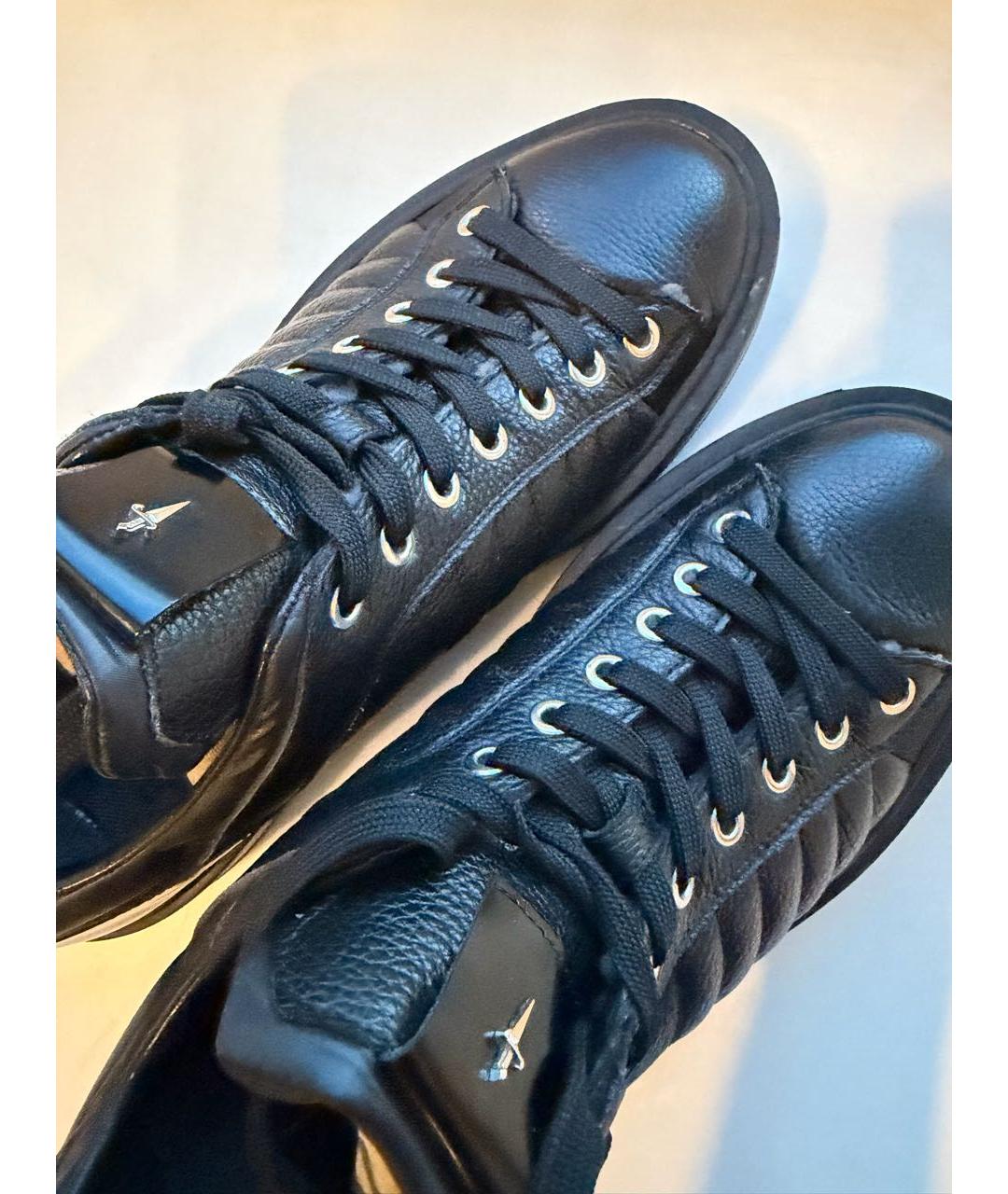 CESARE PACIOTTI Черные кожаные высокие кроссовки / кеды, фото 3