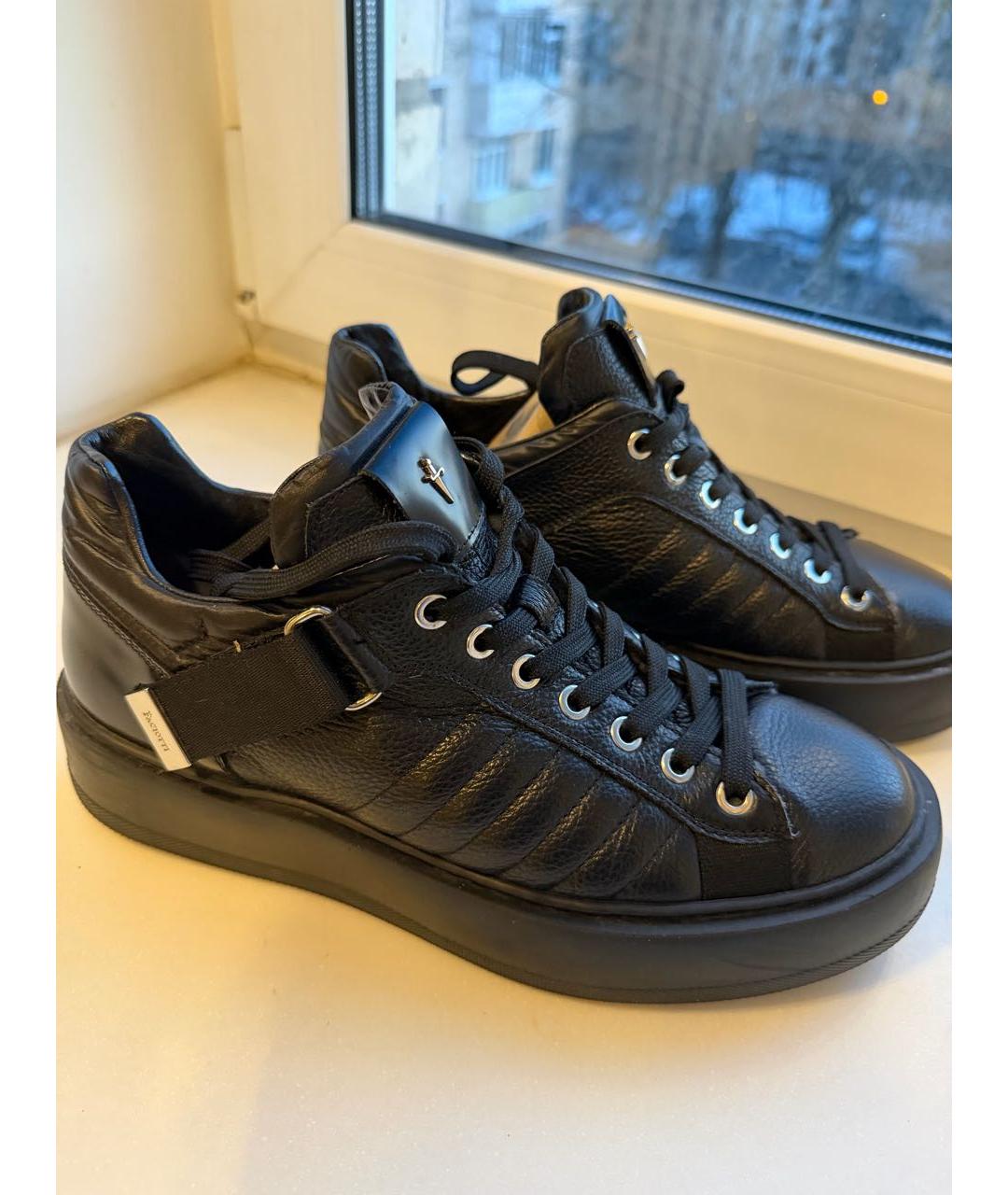 CESARE PACIOTTI Черные кожаные высокие кроссовки / кеды, фото 8