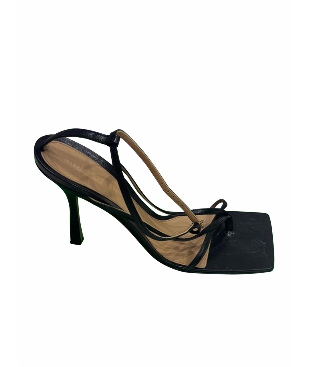 BOTTEGA VENETA Черные кожаные босоножки, фото 1