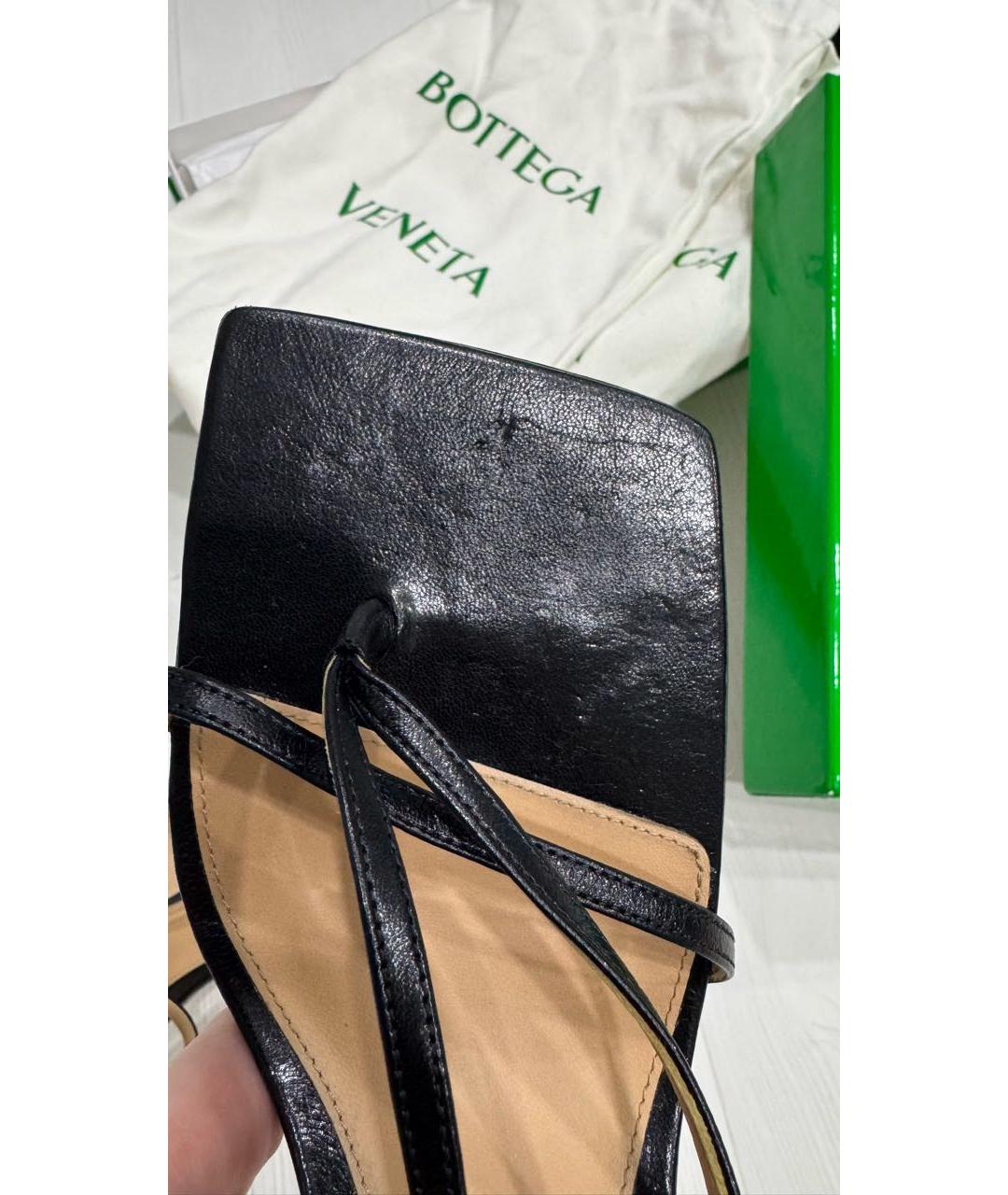 BOTTEGA VENETA Черные кожаные босоножки, фото 5
