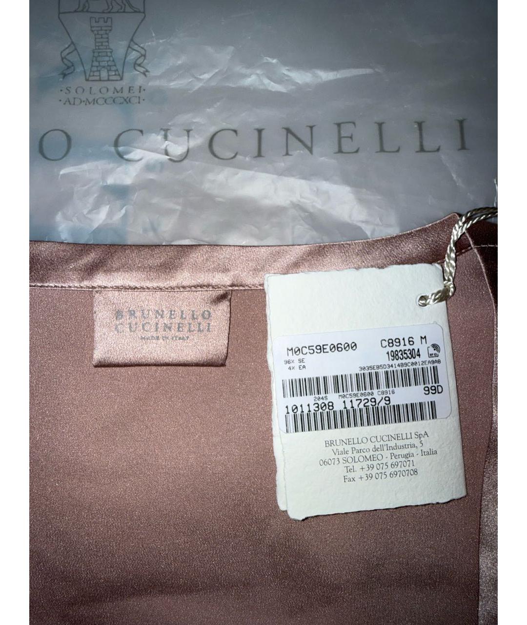 BRUNELLO CUCINELLI Коралловая шелковая майка, фото 7