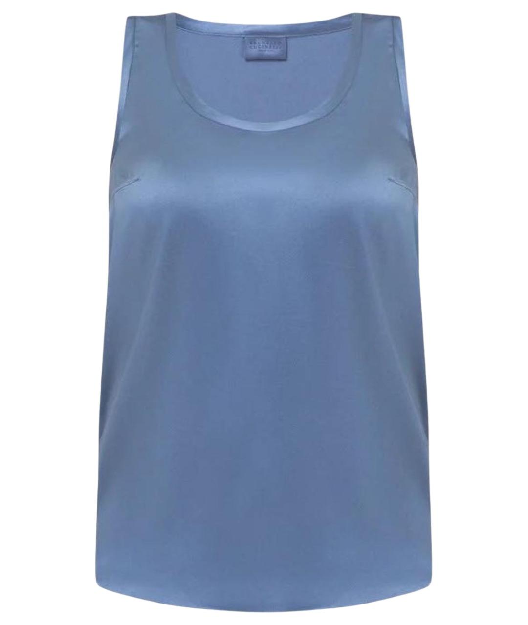 BRUNELLO CUCINELLI Синяя шелковая майка, фото 1