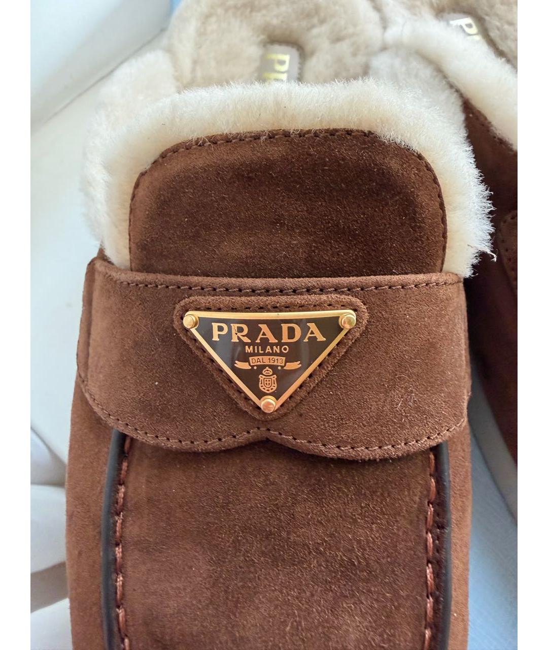 PRADA Коричневые замшевые сабо, фото 4