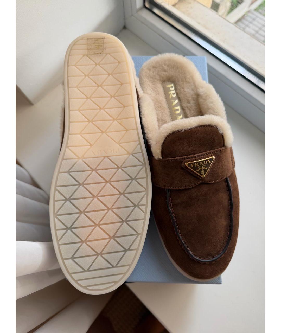 PRADA Коричневые замшевые сабо, фото 3