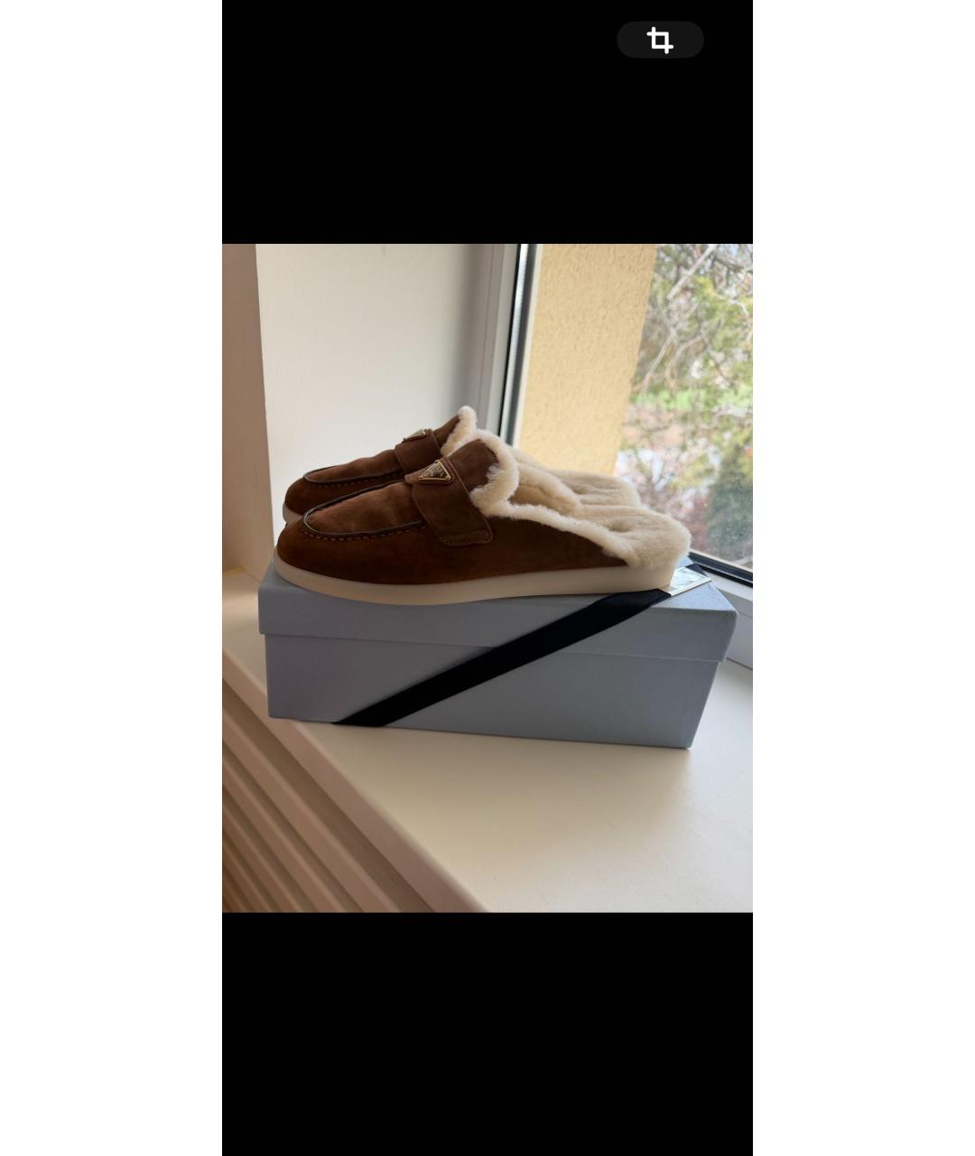 PRADA Коричневые замшевые сабо, фото 5