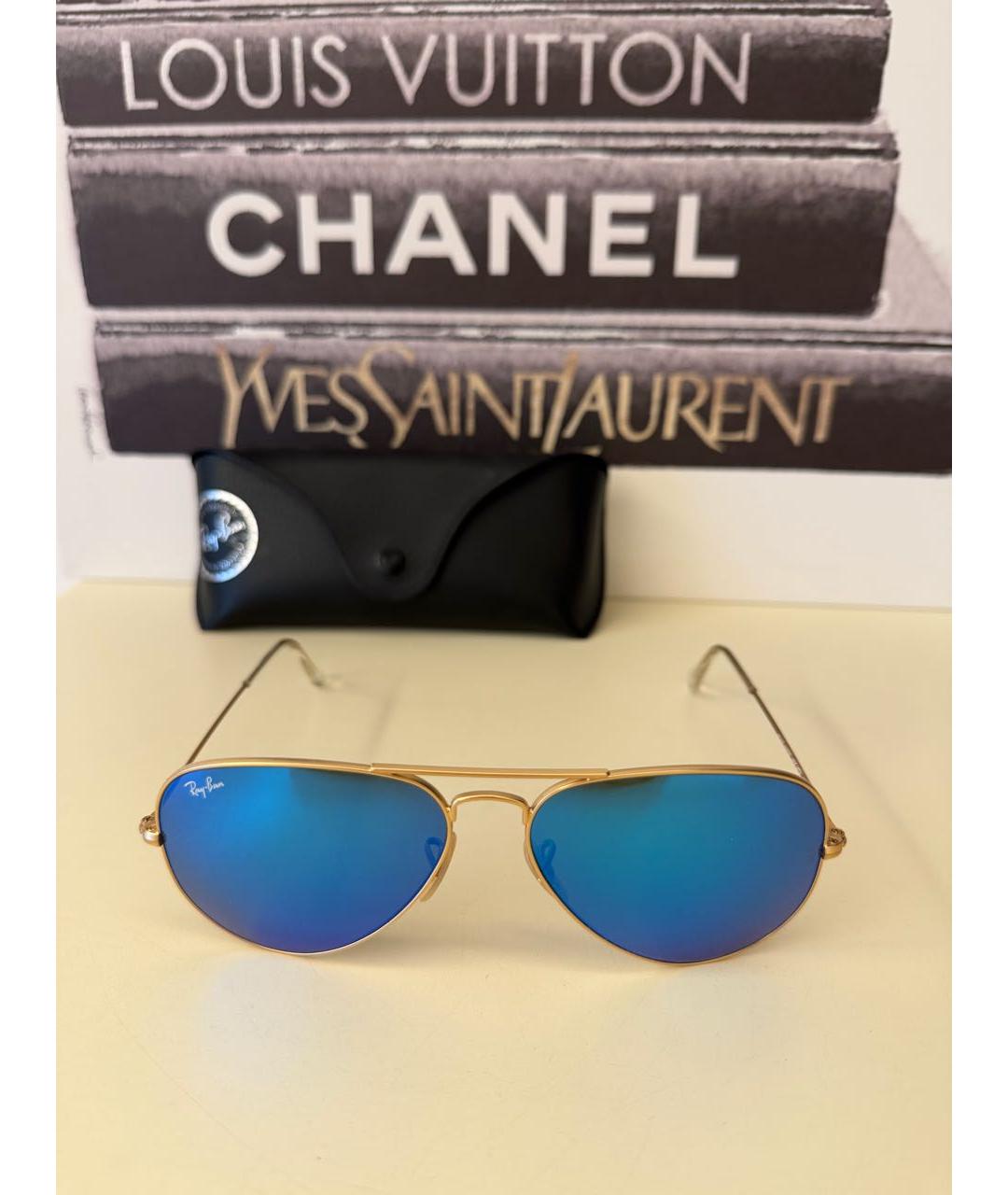 RAY BAN Синие металлические солнцезащитные очки, фото 4