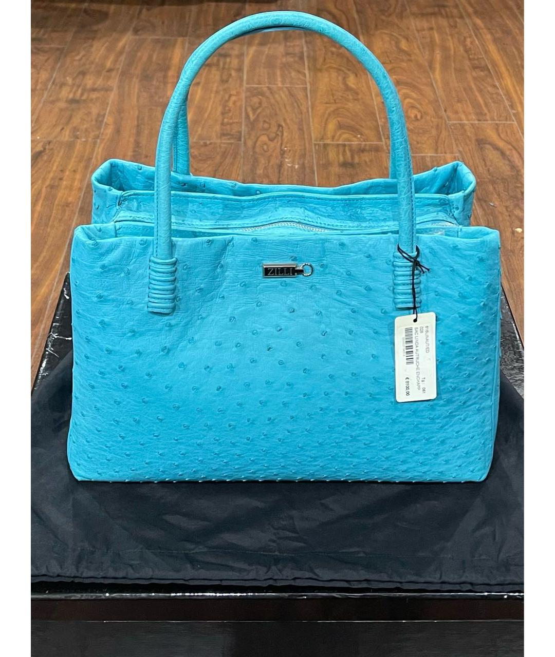 ZILLI Бирюзовая сумка с короткими ручками из экзотической кожи, фото 9