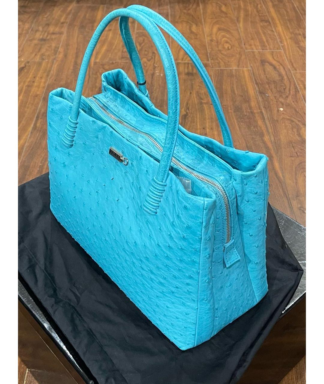 ZILLI Бирюзовая сумка с короткими ручками из экзотической кожи, фото 3