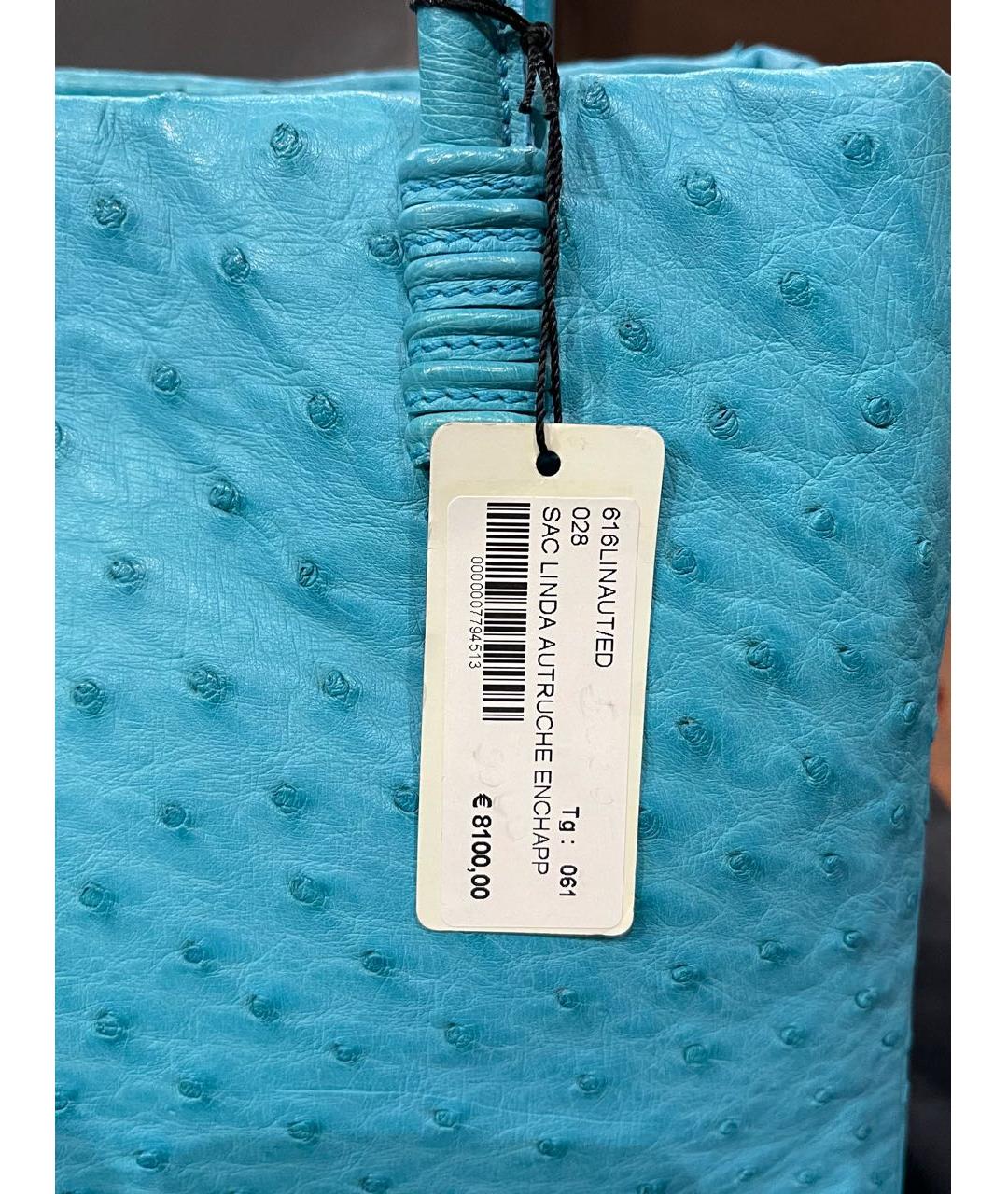 ZILLI Бирюзовая сумка с короткими ручками из экзотической кожи, фото 7