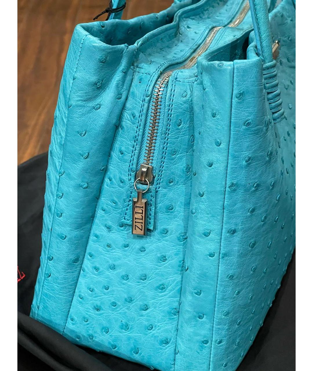 ZILLI Бирюзовая сумка с короткими ручками из экзотической кожи, фото 4