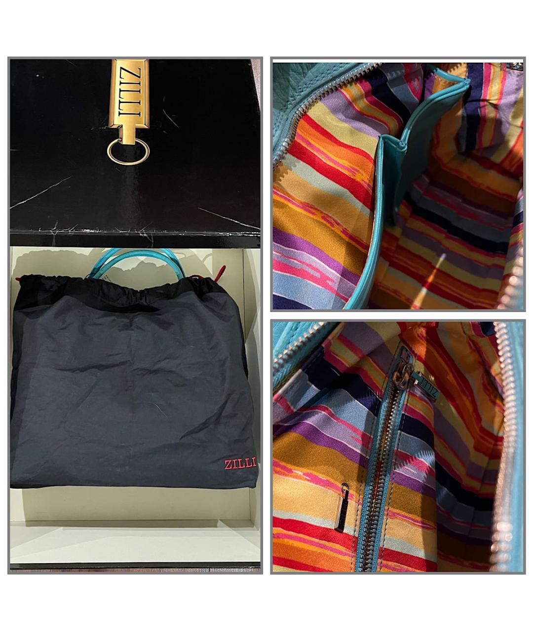 ZILLI Бирюзовая сумка с короткими ручками из экзотической кожи, фото 8