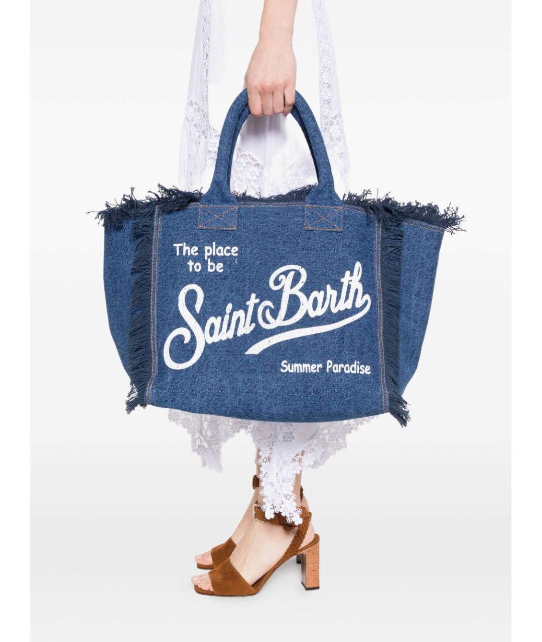 MC2 SAINT BARTH Синяя хлопковая сумка тоут, фото 5