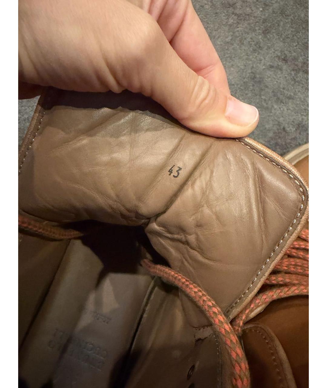 BRUNELLO CUCINELLI Коричневые кожаные высокие ботинки, фото 6