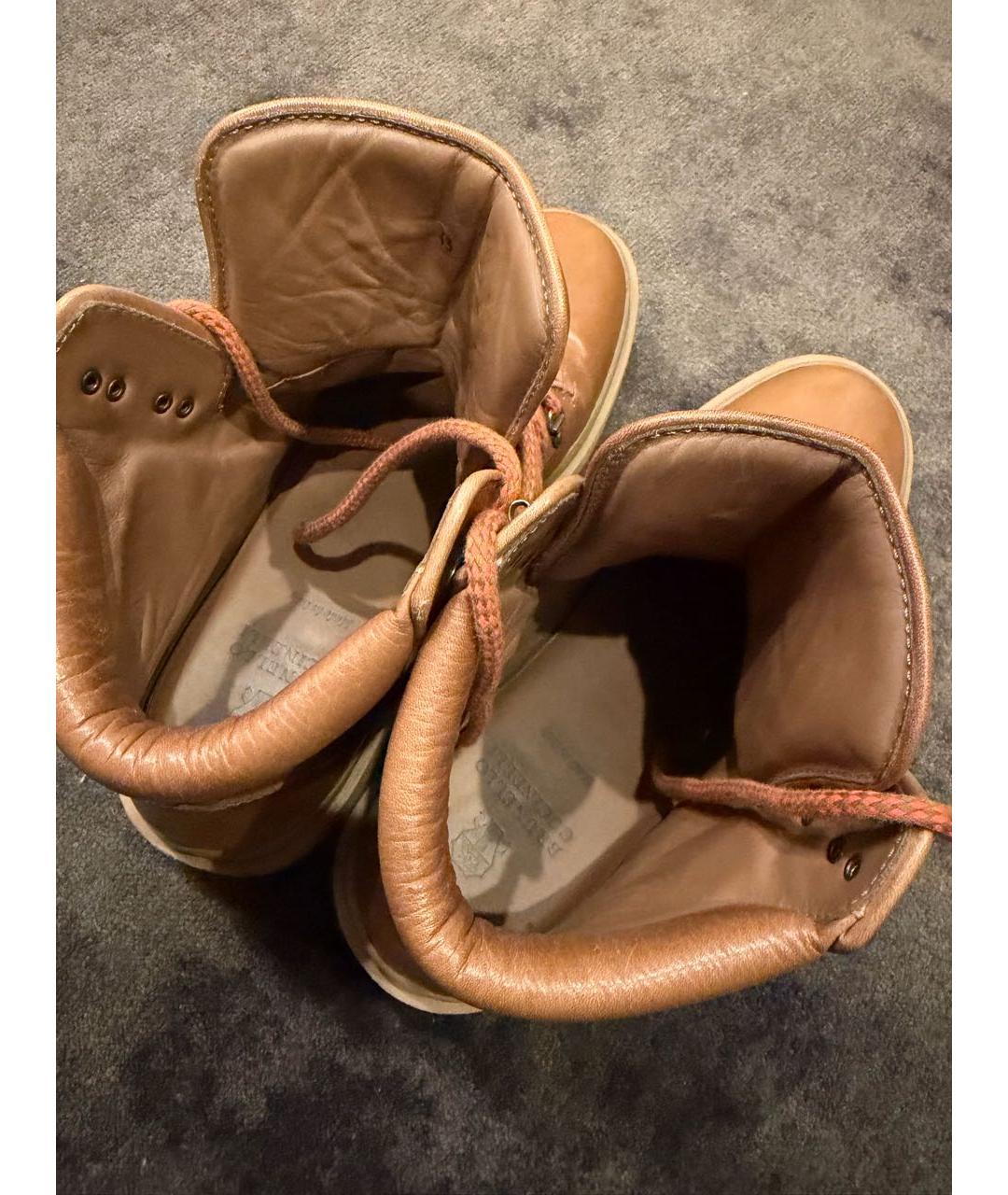 BRUNELLO CUCINELLI Коричневые кожаные высокие ботинки, фото 5