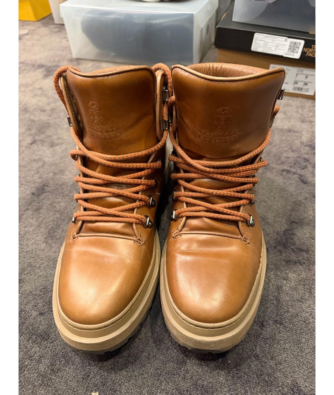 BRUNELLO CUCINELLI Коричневые кожаные высокие ботинки, фото 3