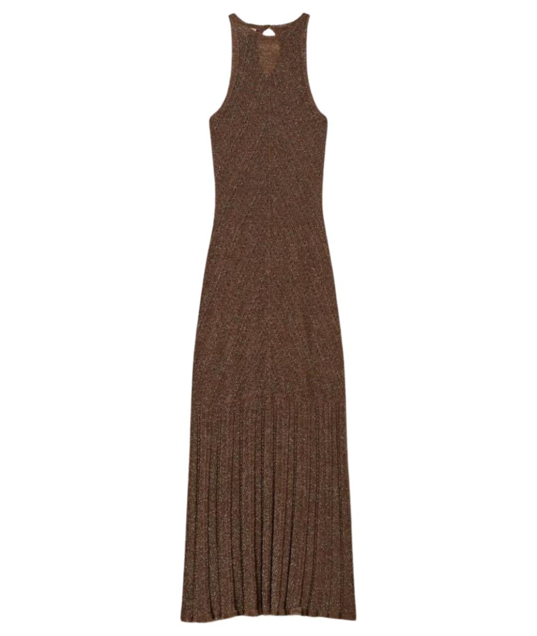 TWIN-SET Коричневое льняное повседневное платье, фото 1