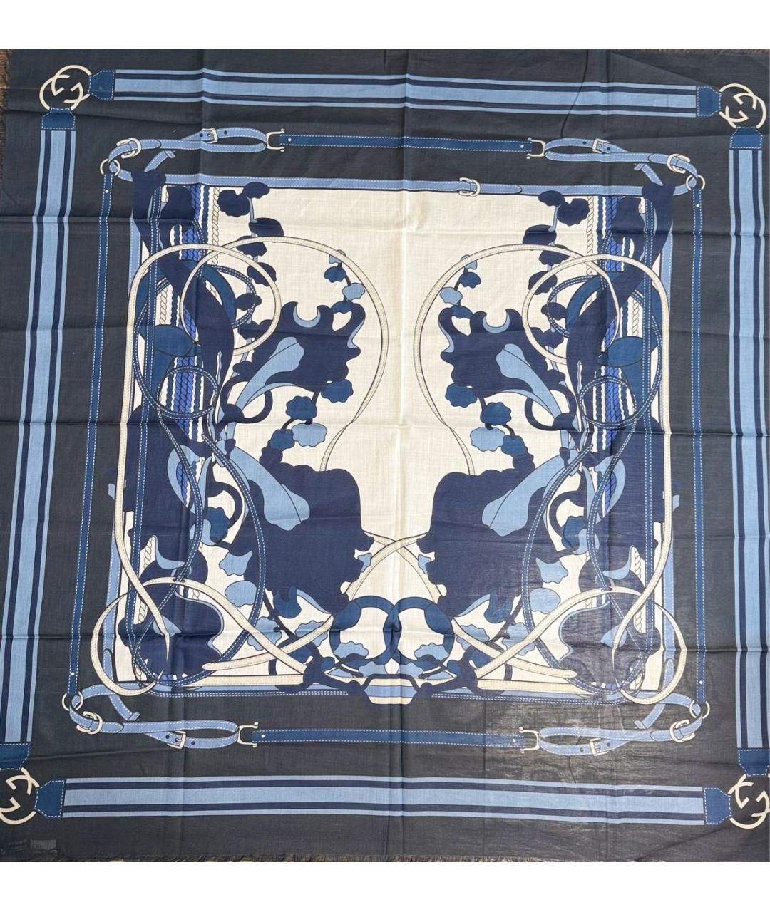 GUCCI Темно-синий хлопковый платок, фото 1