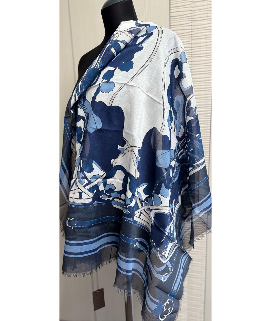 GUCCI Темно-синий хлопковый платок, фото 4