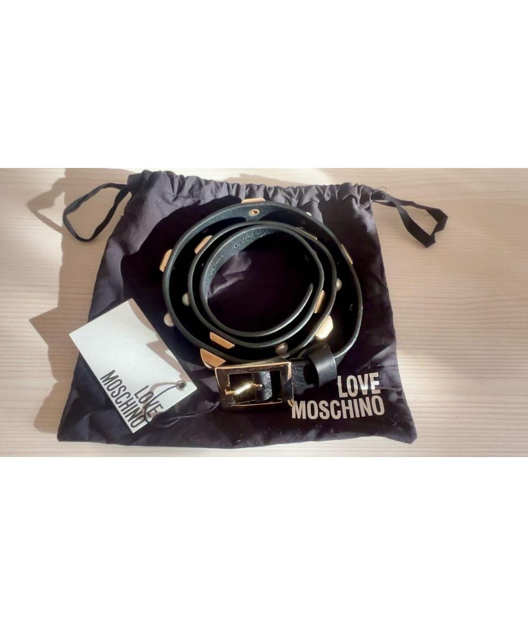 LOVE MOSCHINO Черный кожаный ремень, фото 2