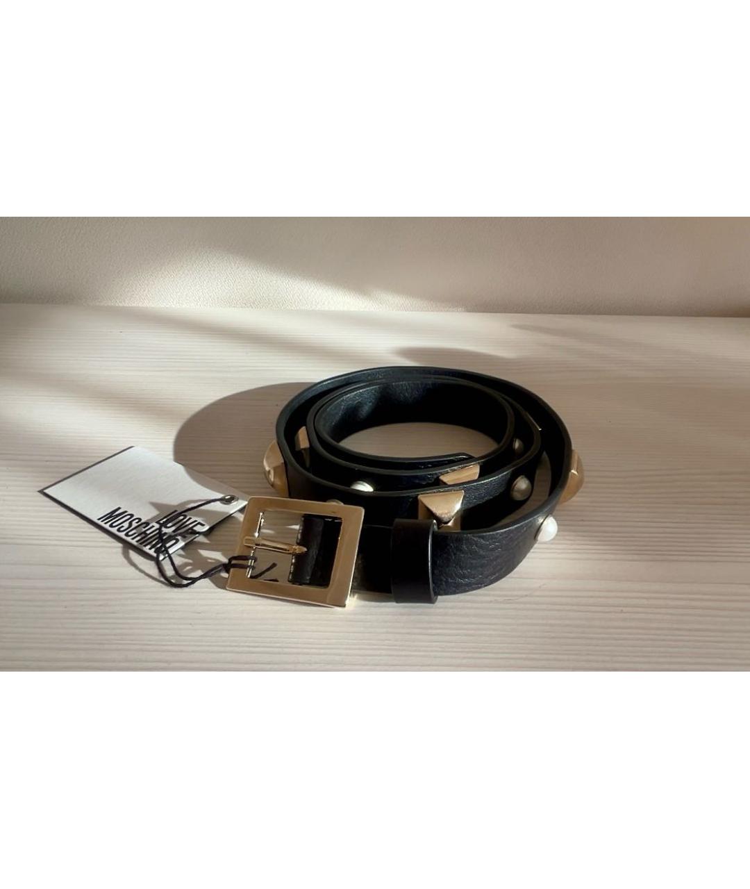 LOVE MOSCHINO Черный кожаный ремень, фото 6