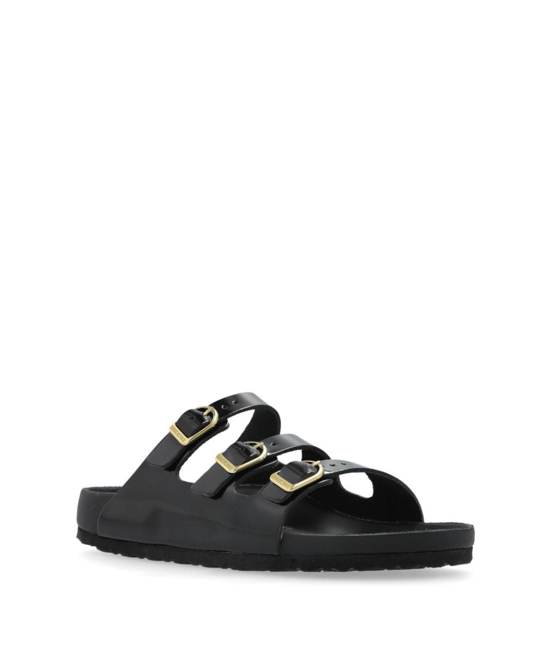 BIRKENSTOCK Черные кожаные шлепанцы, фото 6