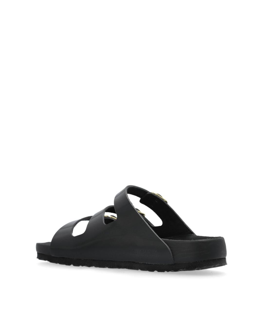 BIRKENSTOCK Черные кожаные шлепанцы, фото 3